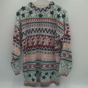 Middlebrook Park Vintage 90s Knit Sweater Floral Fair Isle Grandmacore Small